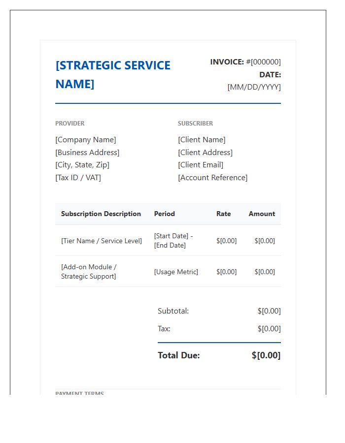 Strategic Subscription Service Invoice Template