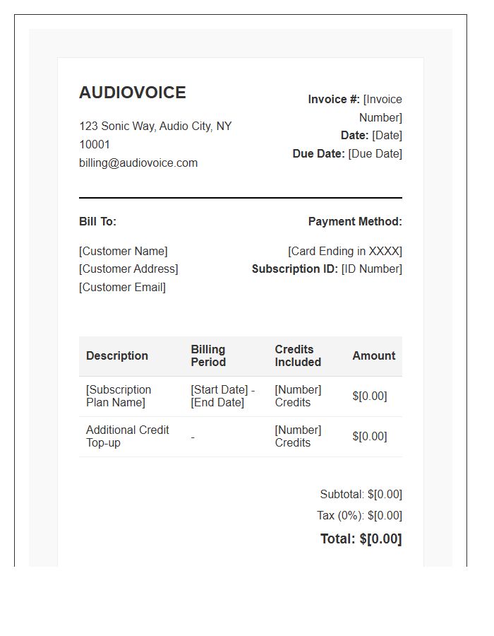 Audiobook Subscription Service Invoice Template