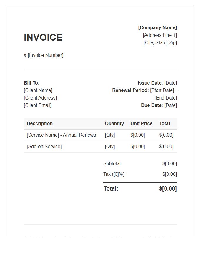 Automated Client Renewal Invoice Template
