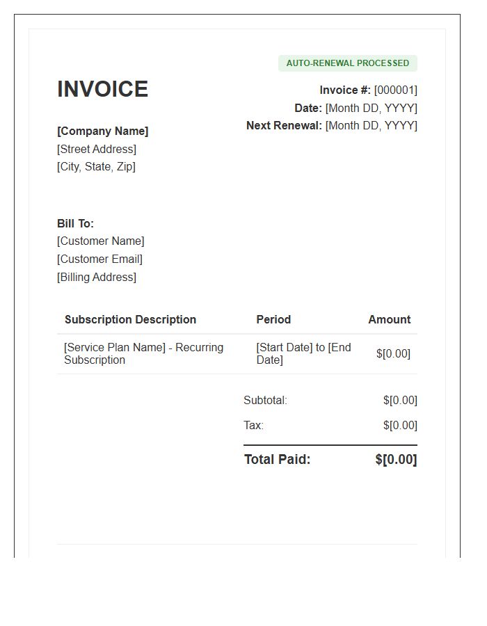Automated Payment Renewal Invoice Template