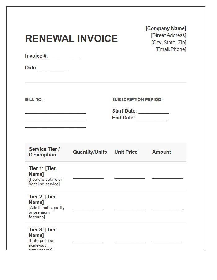 Multi Tier Renewal Invoice Template