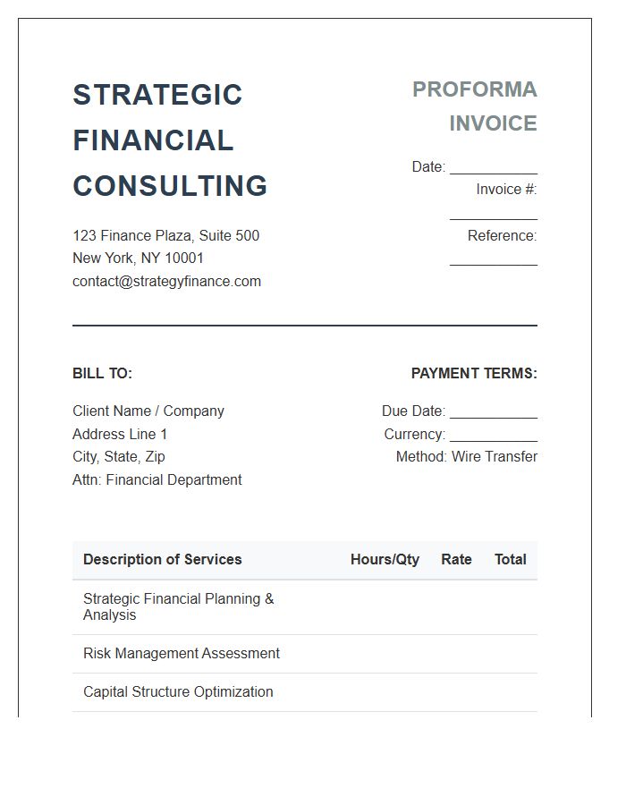 Strategic Financial Consulting Proforma Invoice Template