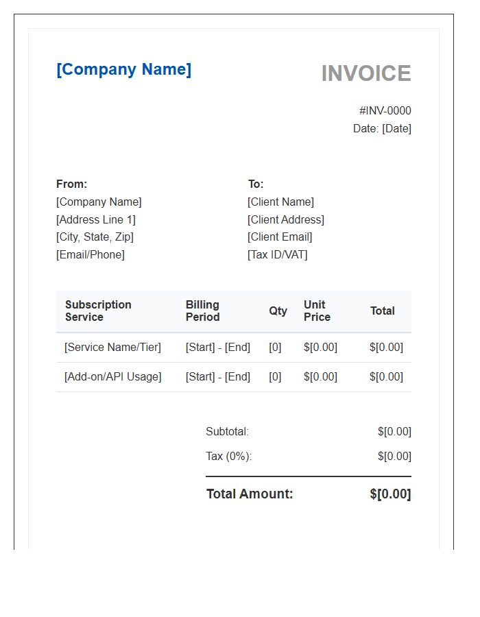 Business Technology Subscription Invoice Template