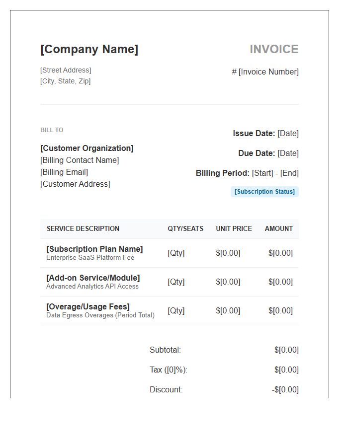 Enterprise Subscription Billing Invoice Template
