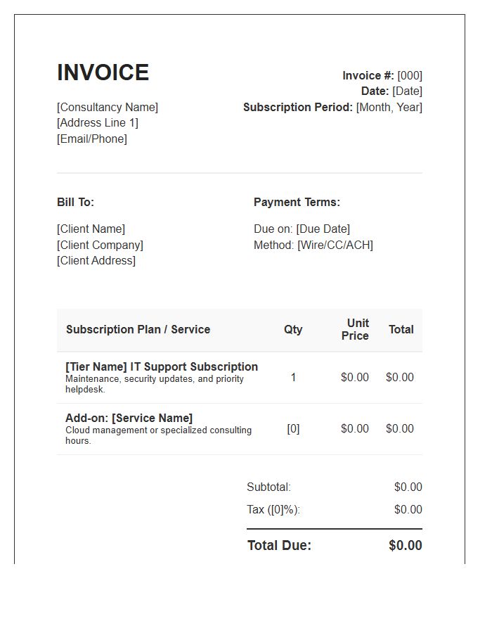 IT Consulting Subscription Invoice Template