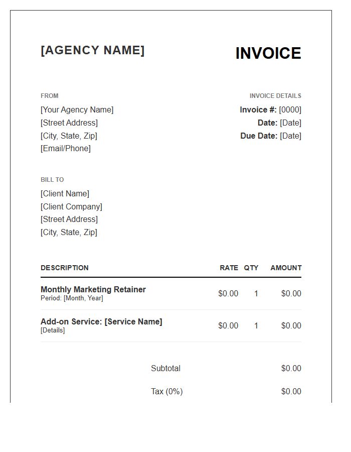 Digital Marketing Retainer Invoice Template