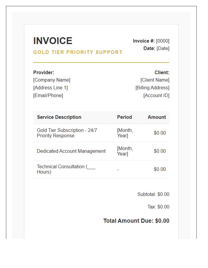 Gold Tier Support Invoice Template