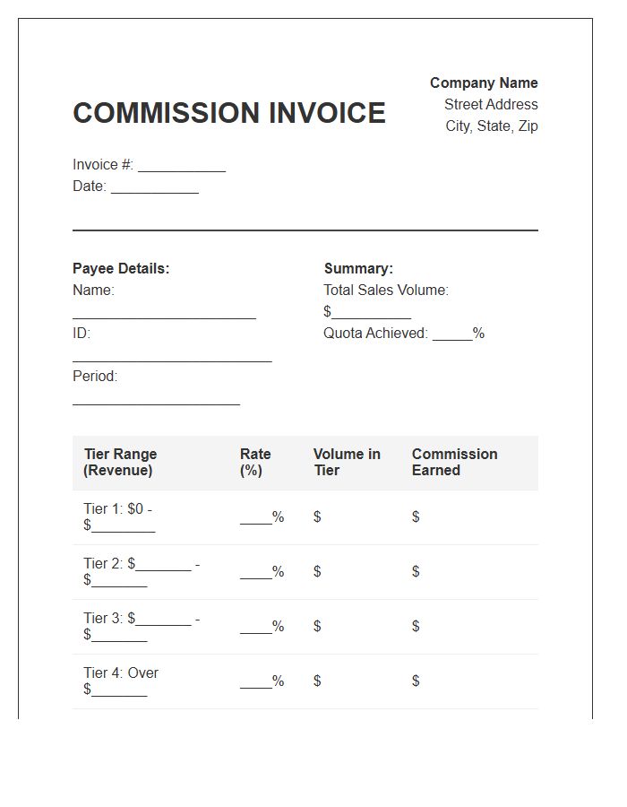 Tiered Sales Commission Structure Invoice Template