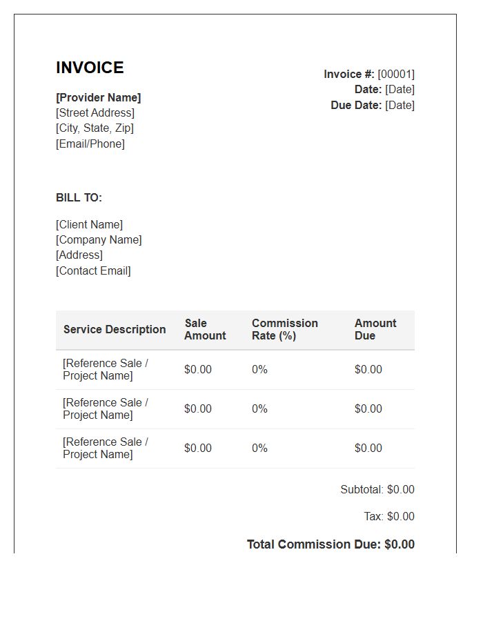 Commission Based Service Provider Invoice Template