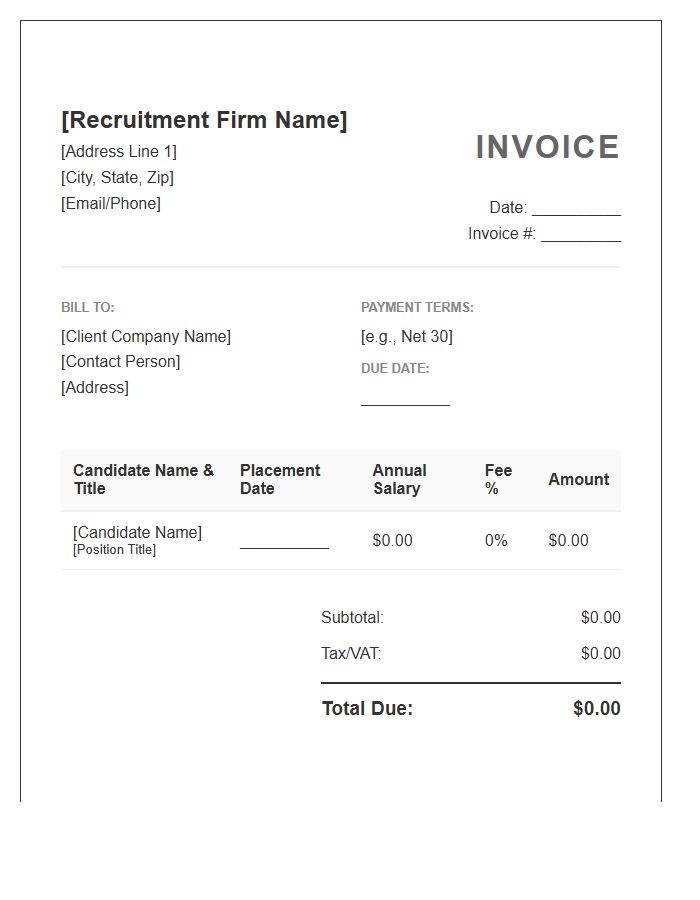 Executive Recruiter Commission Invoice Template