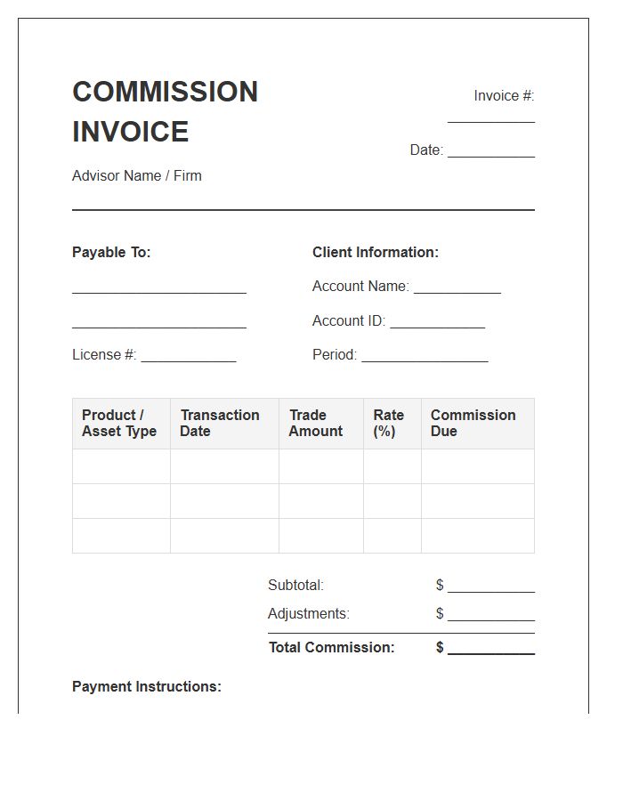 Financial Advisor Commission Invoice Template