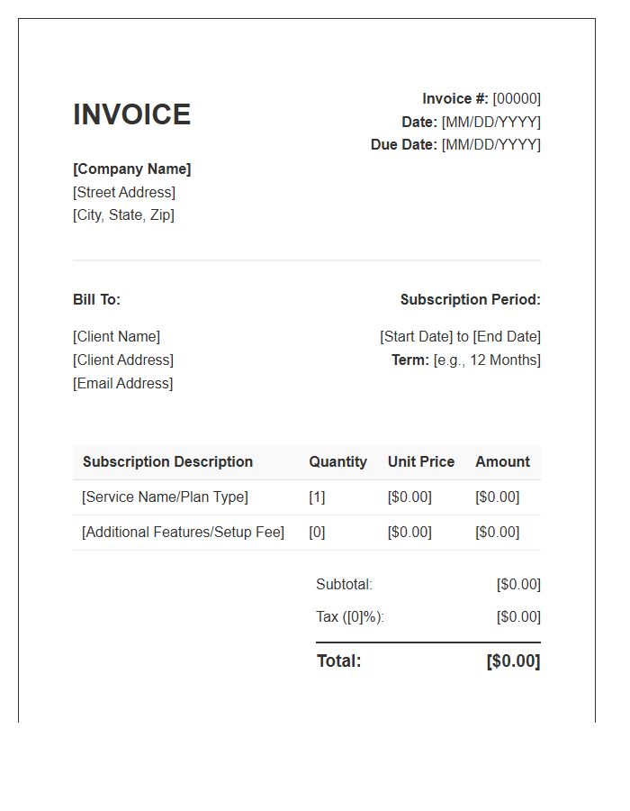 Fixed Term Subscription Invoice Template