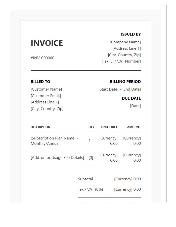 Global Subscription Billing Invoice Template