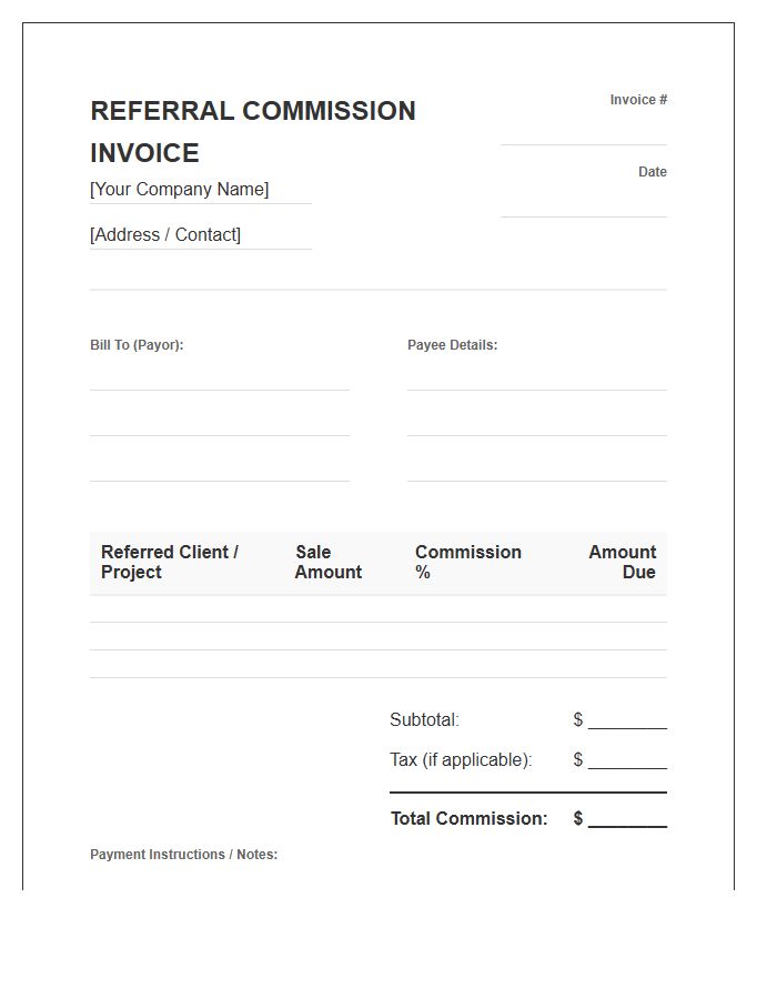 Business Referral Commission Invoice Template