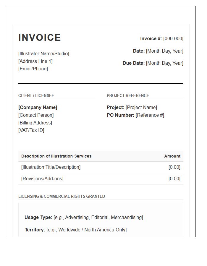 Commercial Illustration Rights Invoice Template Document