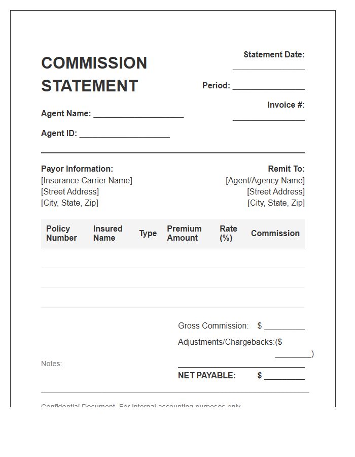 Insurance Agent Commission Statement Invoice Template