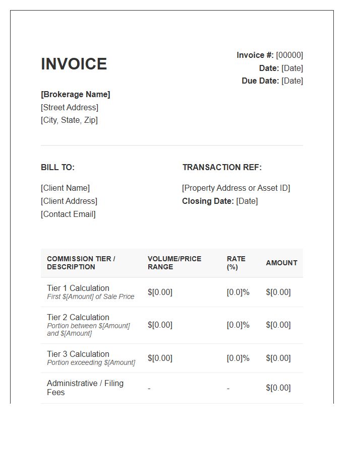 Brokerage Tiered Commission Structure Invoice Template
