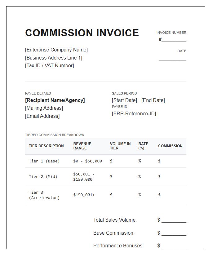 Enterprise Tiered Commission Invoice Template