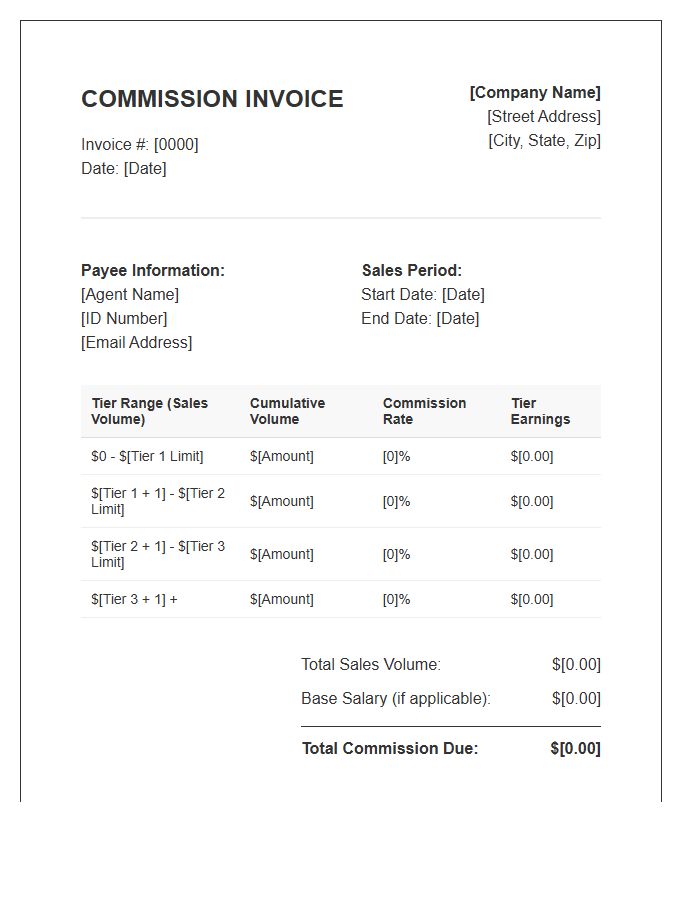 Graduated Commission Schedule Invoice Template