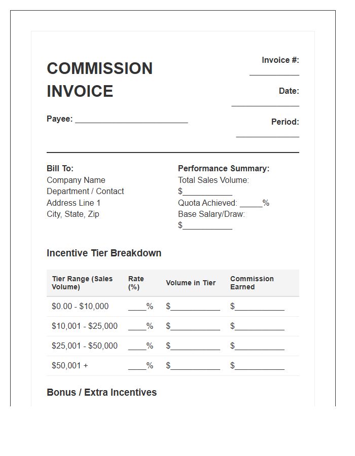 Incentive Tiered Commission Invoice Template