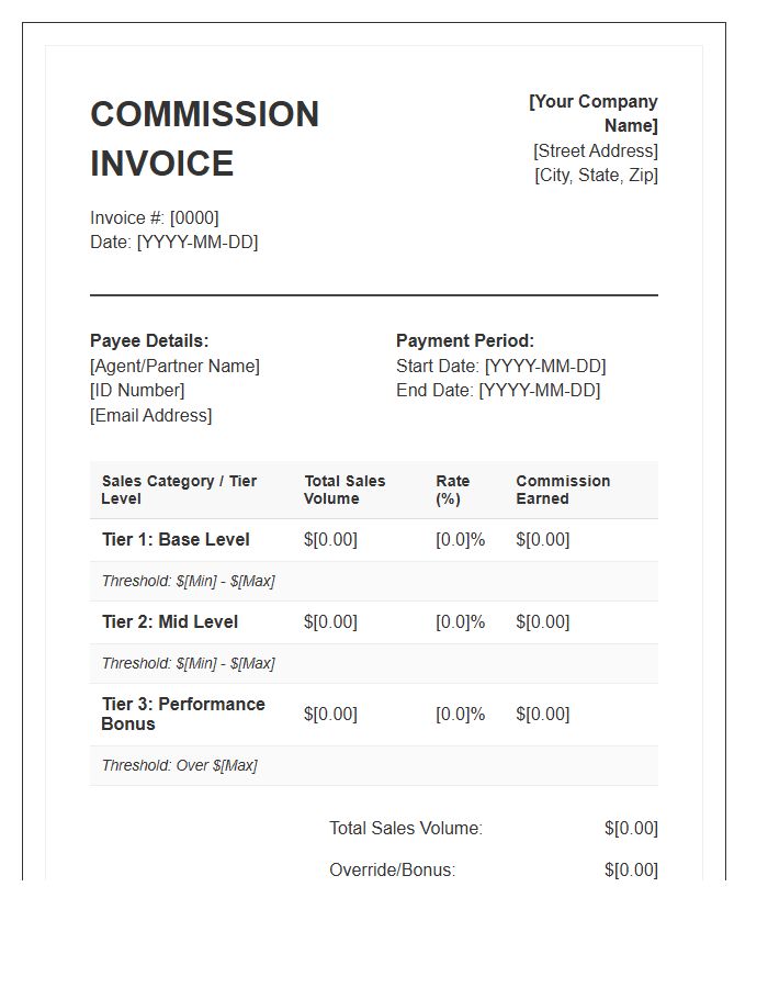 Multi Level Tiered Commission Invoice Template