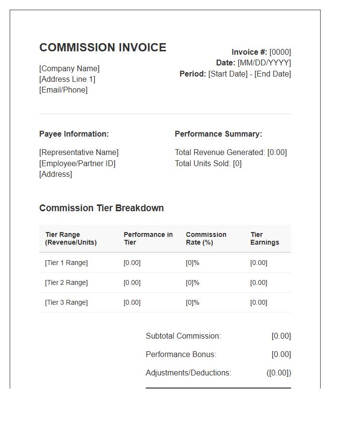 Performance Based Tiered Commission Invoice Template