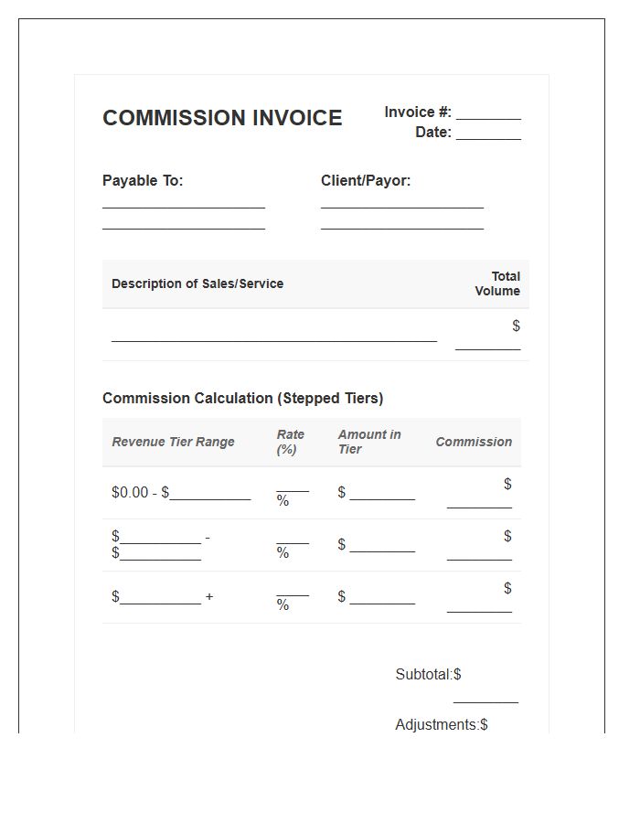 Stepped Commission Percent Invoice Template