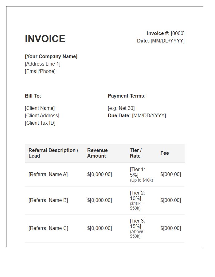 Tiered Referral Fee Invoice Template