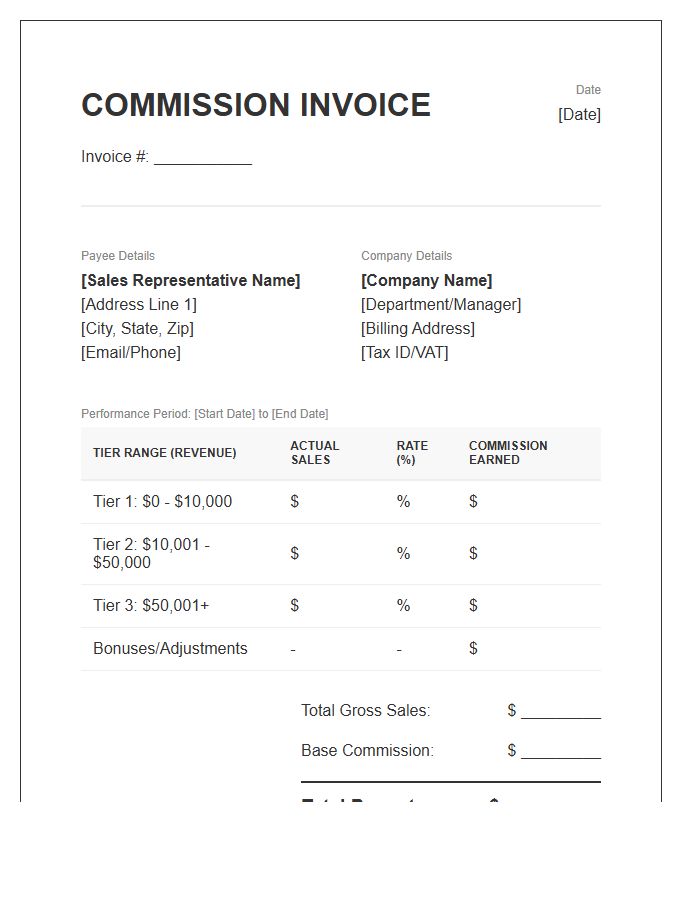 Tiered Sales Commission Invoice Template