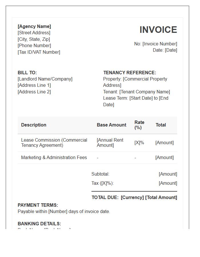 Commercial Tenancy Agreement Commission Invoice Template