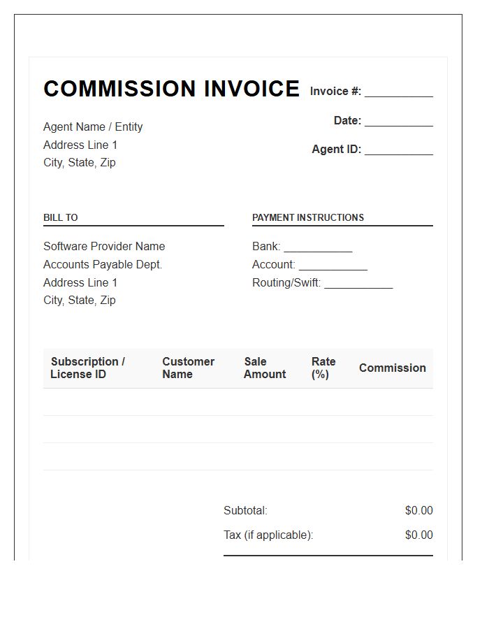 Software Agent Commission Invoice Template