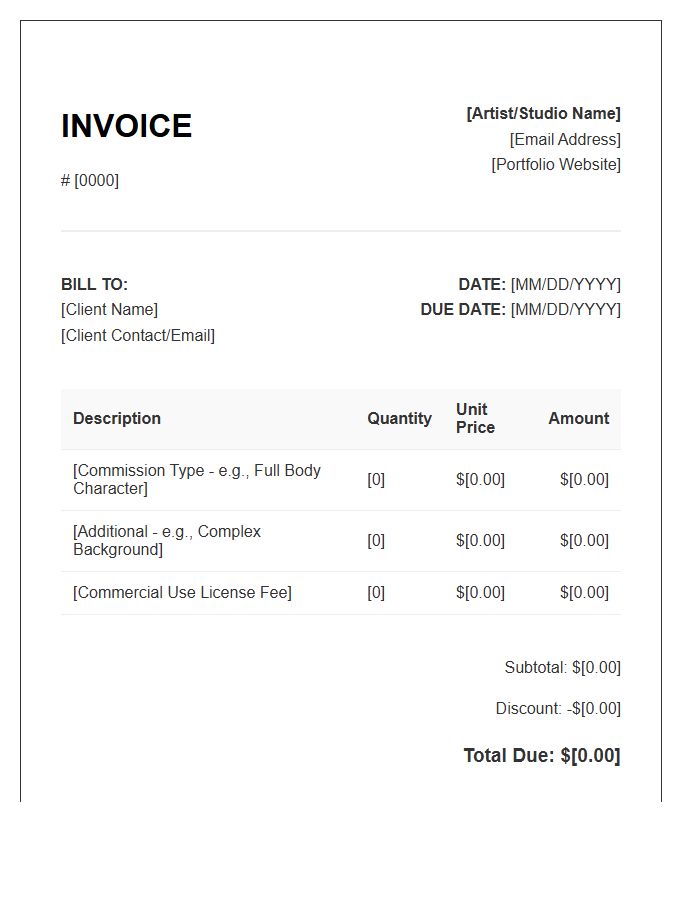 Digital Art Commission Invoice Template