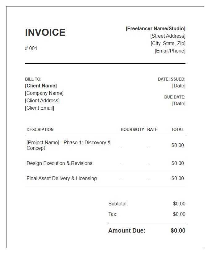 Freelance Design Commission Invoice Template