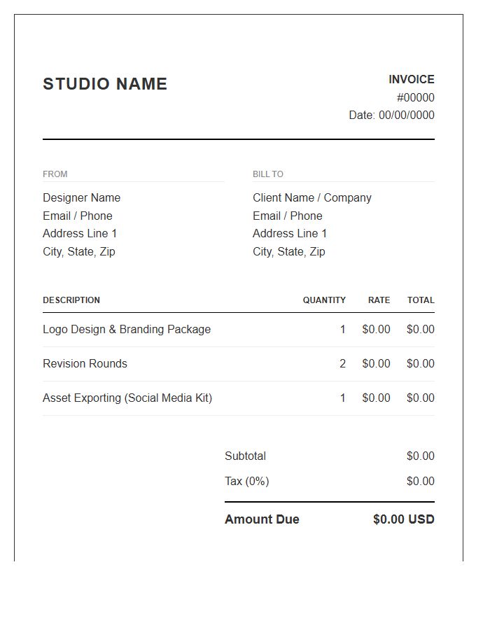 Graphic Design Commission Invoice Template