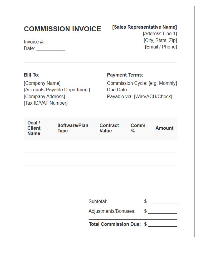 Software Sales Commission Invoice Template