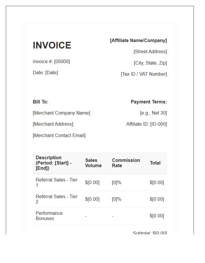 B2B E-commerce Affiliate Commission Invoice Template