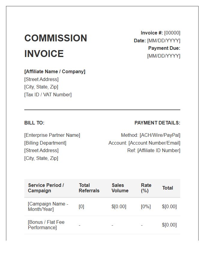 Enterprise Affiliate Commission Invoice Template