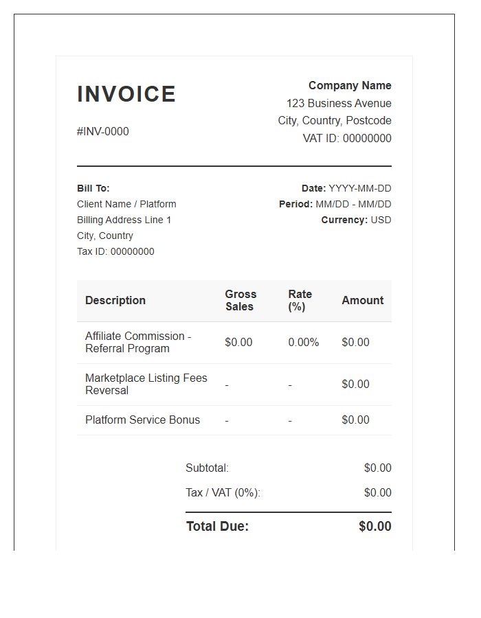 Global E-commerce Commission Invoice Template