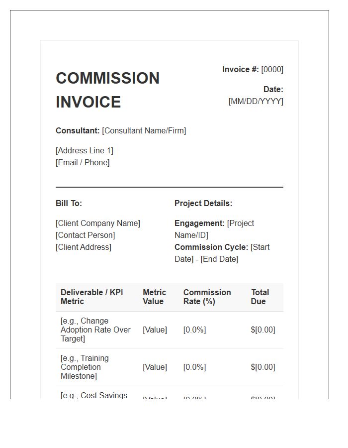 Change Management Consultant Commission Invoice Template