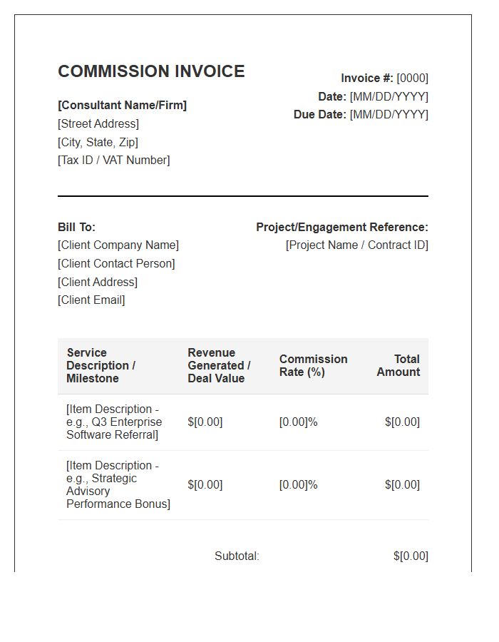 Enterprise Management Consultant Commission Invoice Template