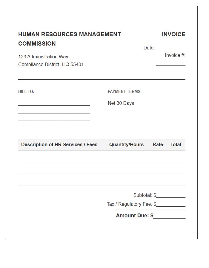 Human Resources Management Commission Invoice Template