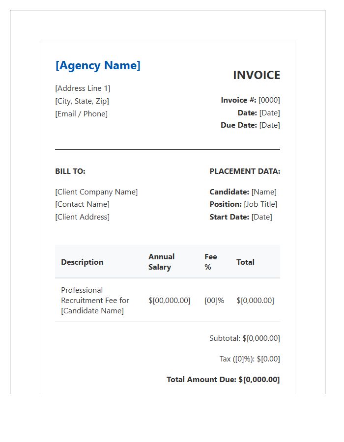 IT Recruitment Agency Commission Invoice Template