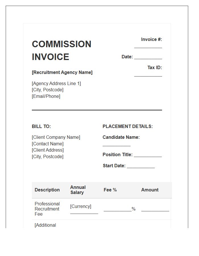 Specialist Recruitment Agency Commission Invoice Template