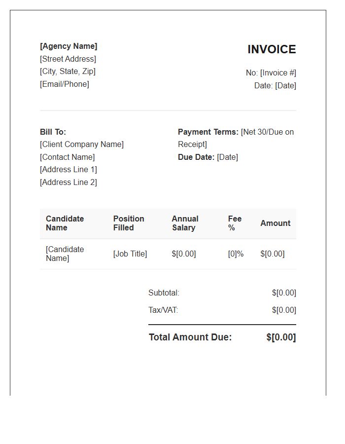 Talent Acquisition Commission Invoice Template