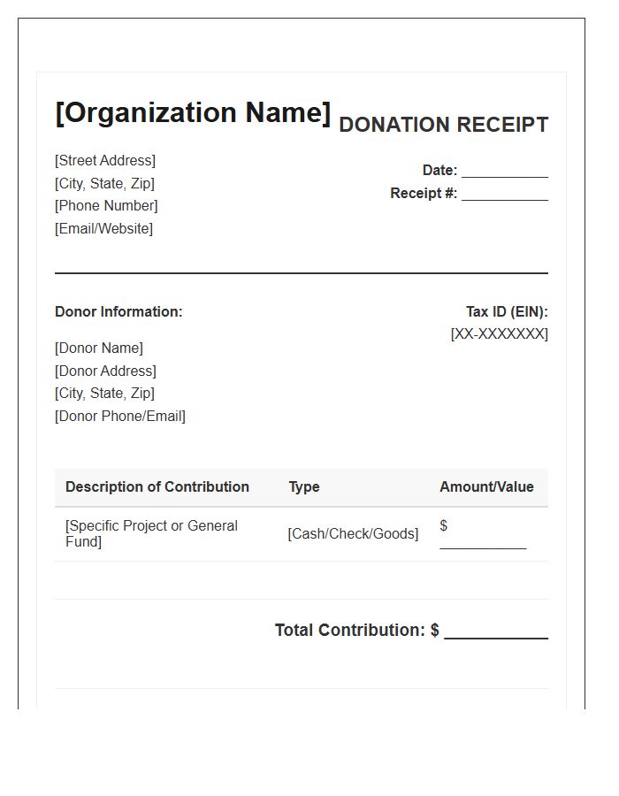 Charitable Contribution Donation Invoice Template