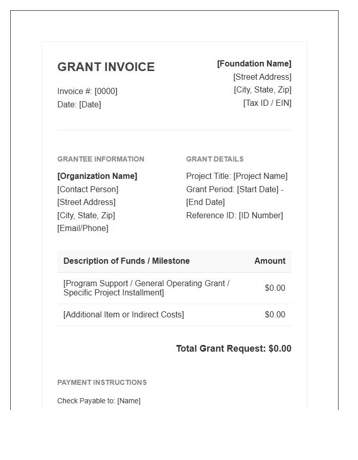 Foundation Grant Donation Invoice Template