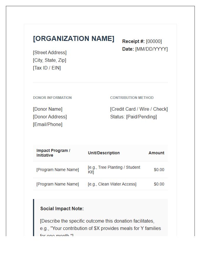 Social Impact Donation Invoice Template