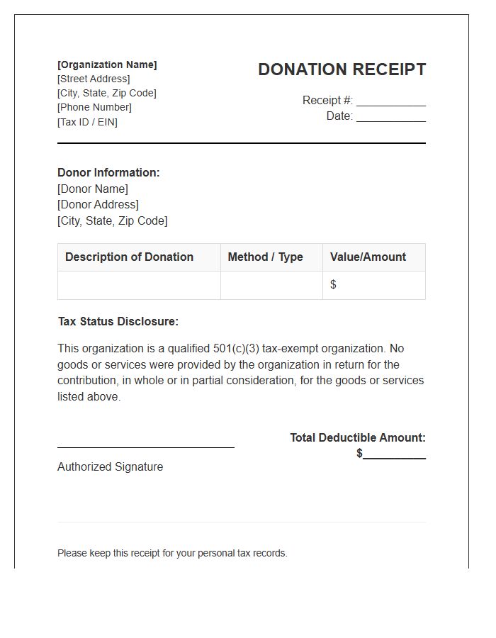 Tax Deductible Donation Receipt Invoice Template