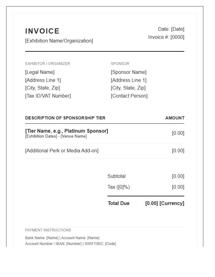Art Exhibition Sponsorship Invoice Template