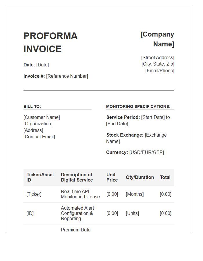 Digital Stock Monitoring Proforma Invoice Template